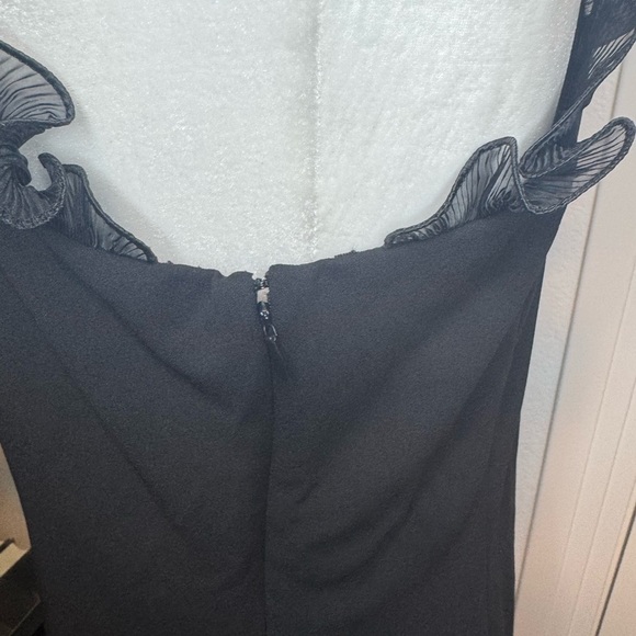NWT Maggy London Womens Mini Ruffled Cocktail And Party Dress Black Size 14 - Picture 8 of 9